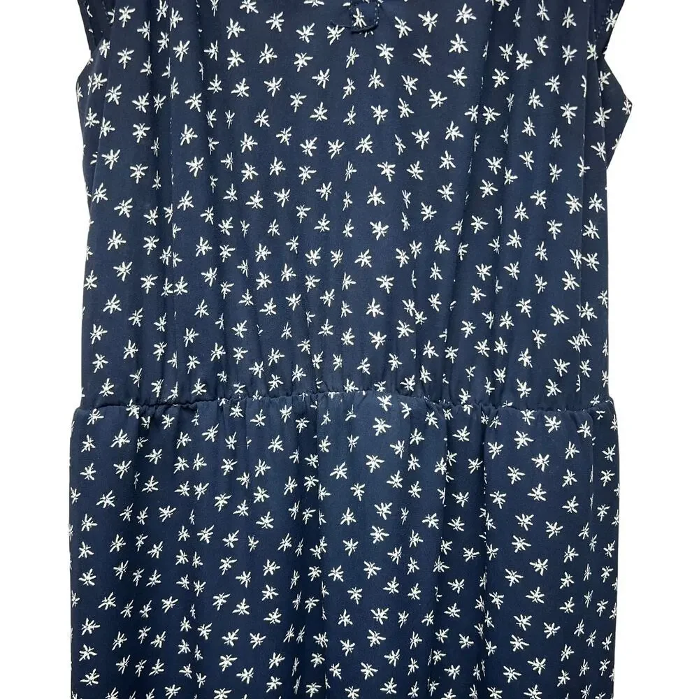 J. Crew Mercantile Navy Blue High Waisted Ruffle Hem Cap Sleeve Women's Dress XS